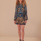 Blue Pineapple Ikat  Mini Dress