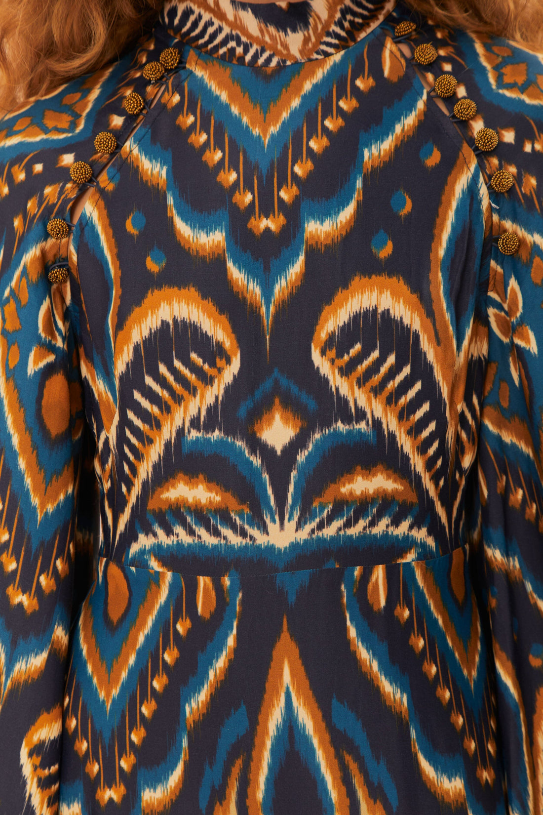 Blue Pineapple Ikat  Mini Dress