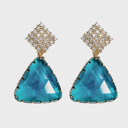 Pavé Triangle Crystal Drop Earrings
