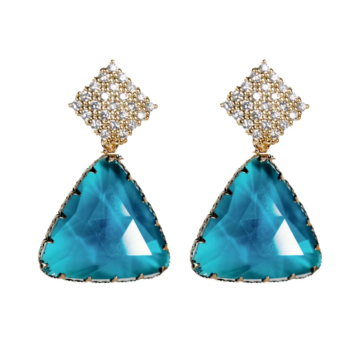 Pavé Triangle Crystal Drop Earrings