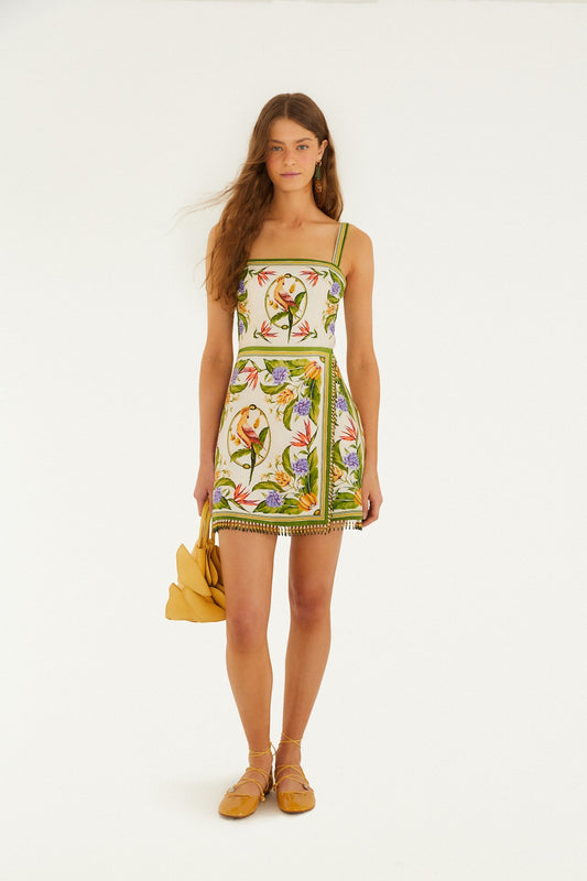 Tropical Scarf Sand Mini Dress