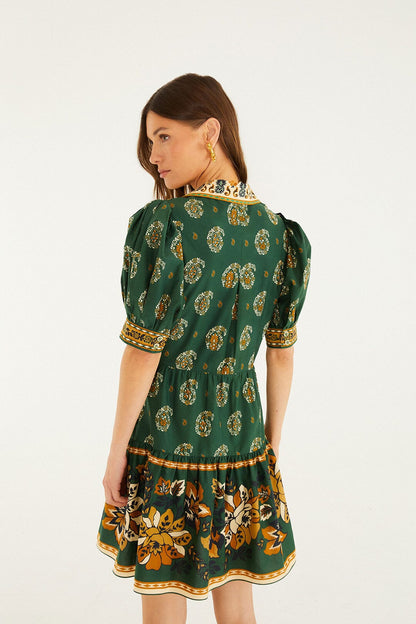 Green Ayla Short Puff Sleeve Mini Dress