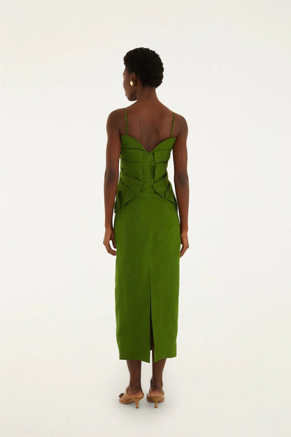 Green Monstera Leaf Maxi dress