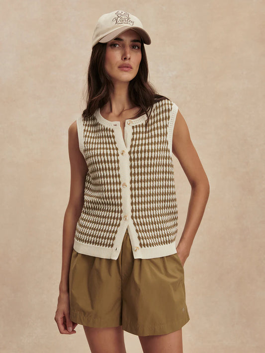 Aura Knit Top - Egret / Golden Olive