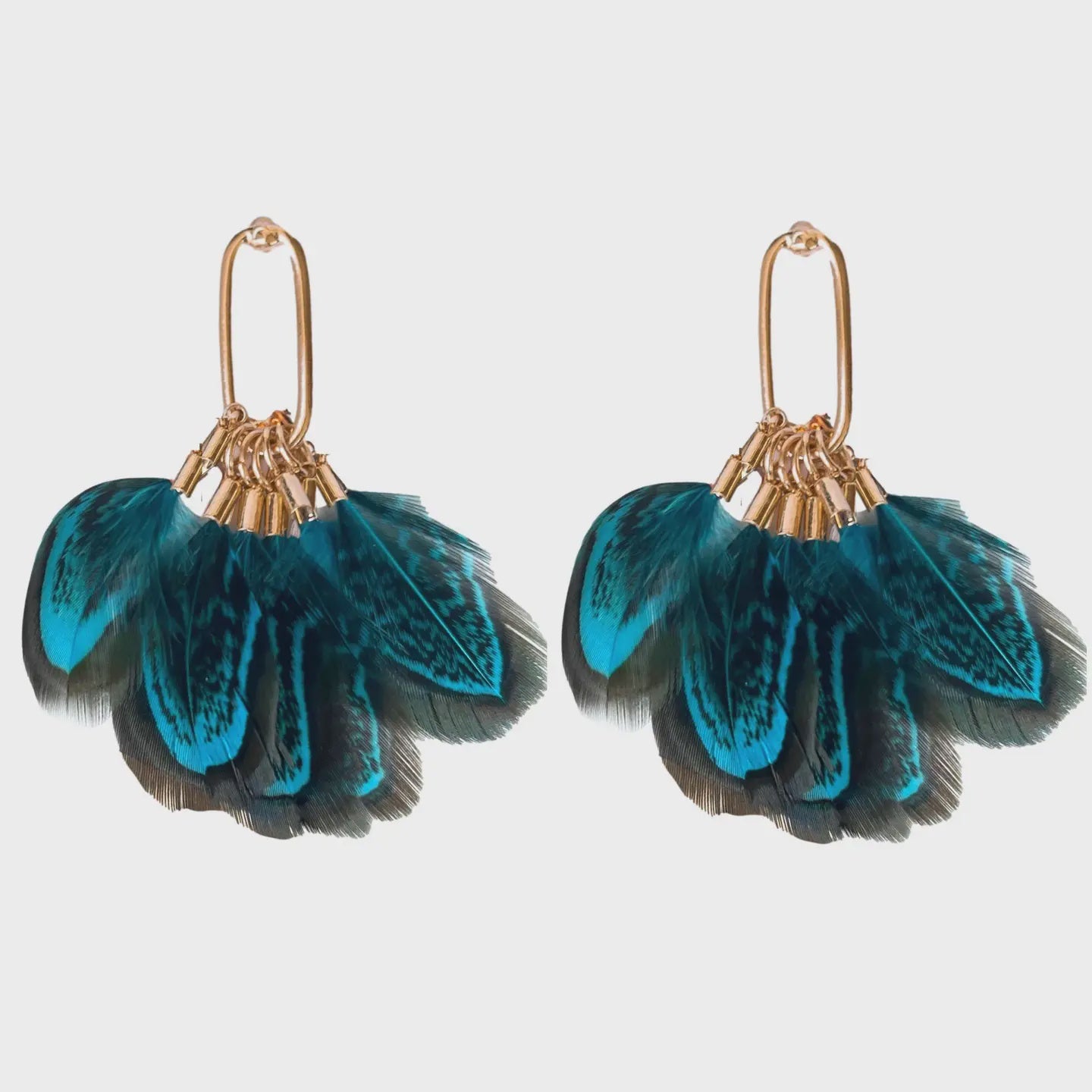 Peacock Feather Fall Tassel Earrings
