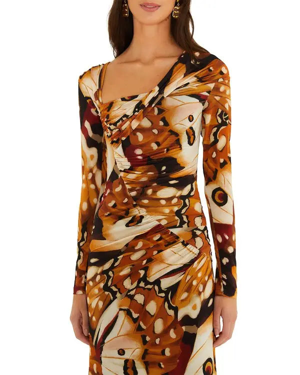 Borbofly Printed Long Sleeve Maxi Dress