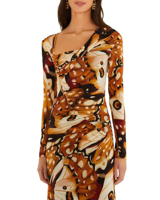 Borbofly Printed Long Sleeve Maxi Dress