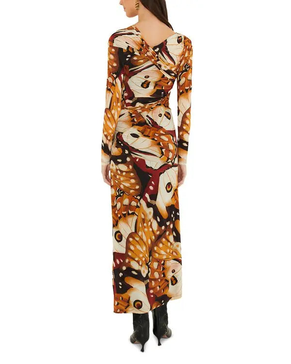 Borbofly Printed Long Sleeve Maxi Dress