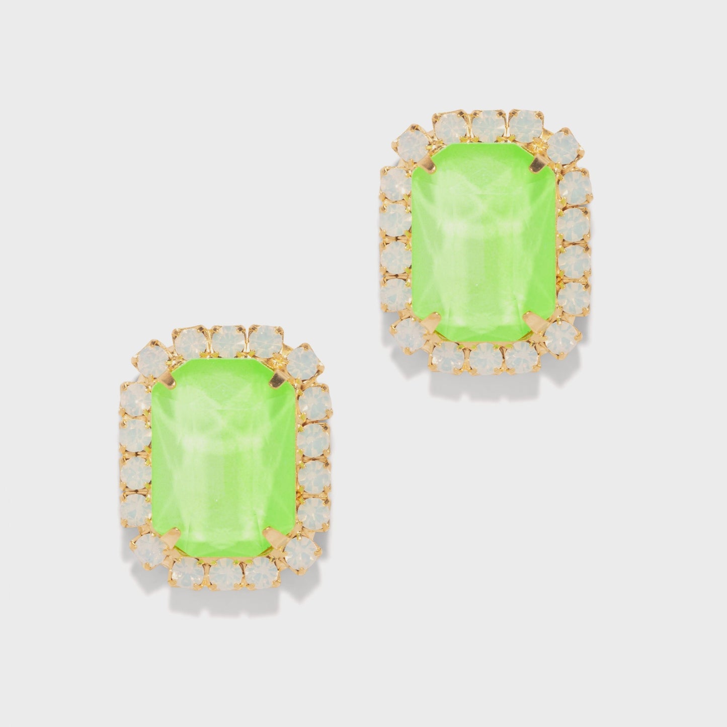Gem Stone Earrings-Lime