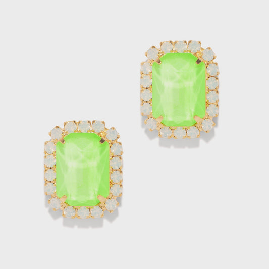 Gem Stone Earrings-Lime