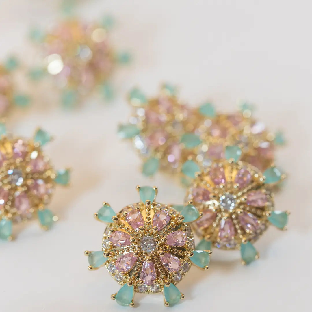 Pink and Turquoise Sand Dollar Earrings