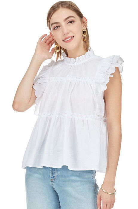 White Scalloped Top