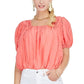 Coral Bubble Sleeve Top