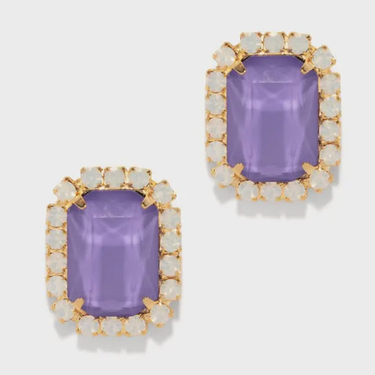 Gem Stone Earrings-Purple