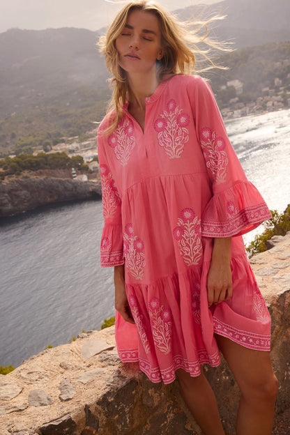 Bell Sleeve Tiered Mini - Raton Pink