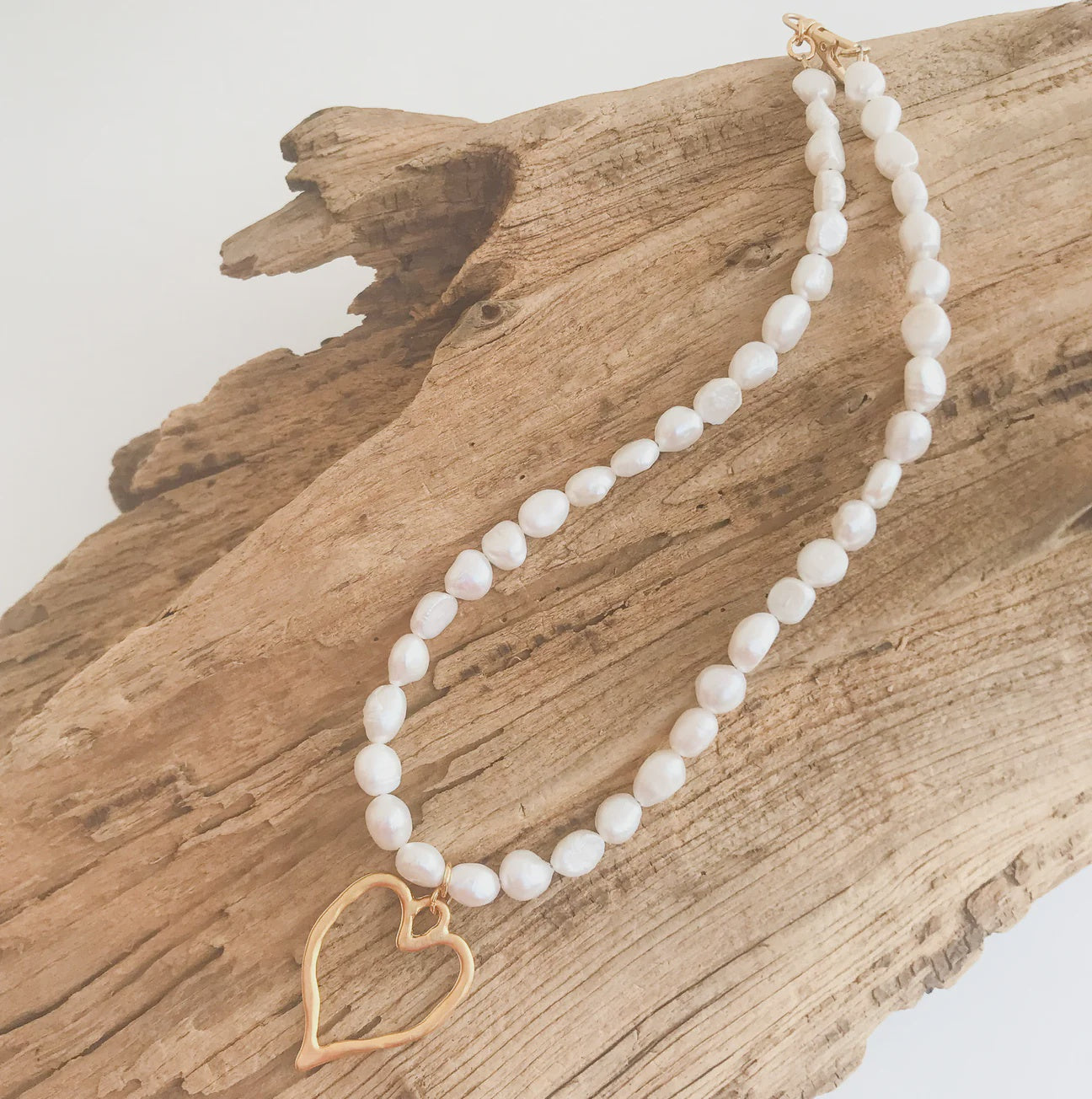Heart on Freshwater Pearl Necklace