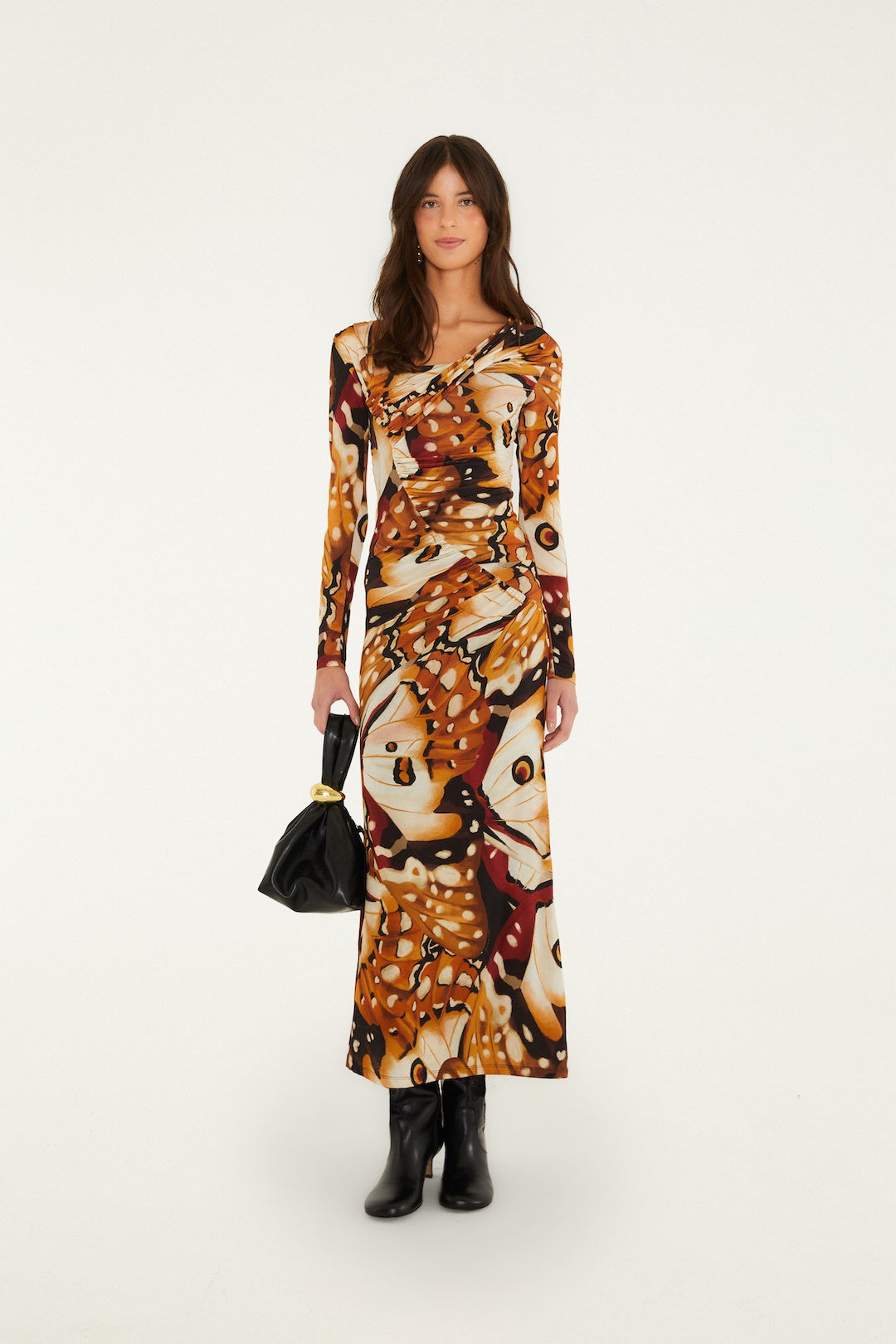 Borbofly Printed Long Sleeve Maxi Dress