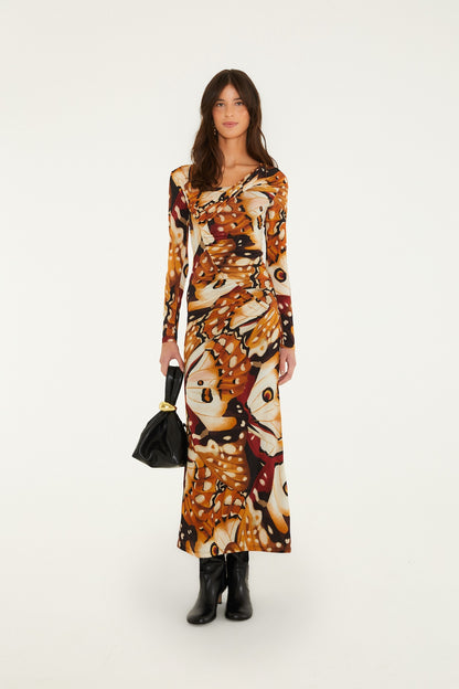 Borbofly Printed Long Sleeve Maxi Dress