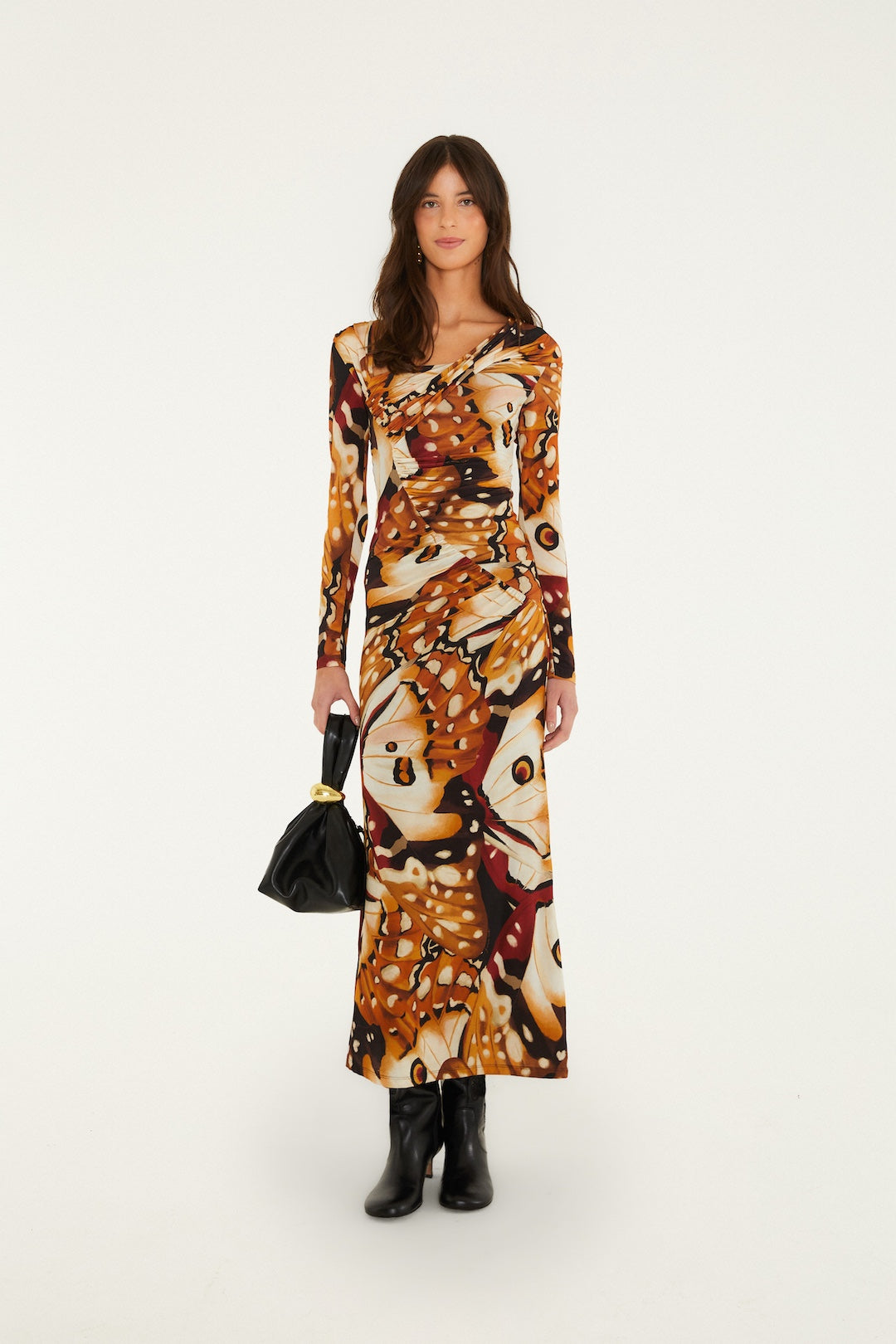 Borbofly Printed Long Sleeve Maxi Dress