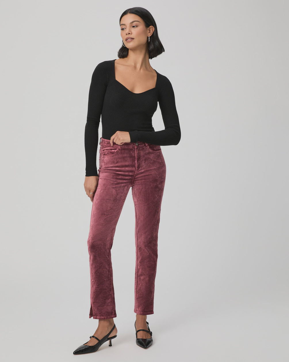 Cindy Straight Pant - Rose Tea Velvet