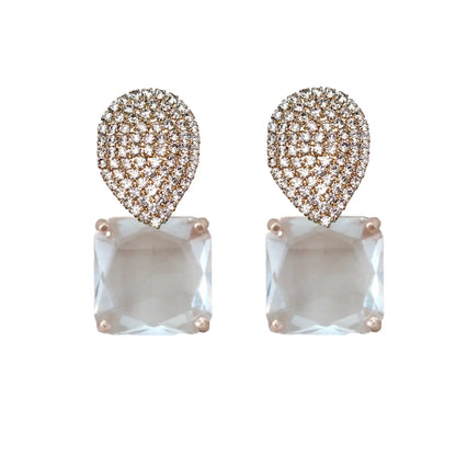 Crystal Retro Pave Crystal Gum Drop Earrings