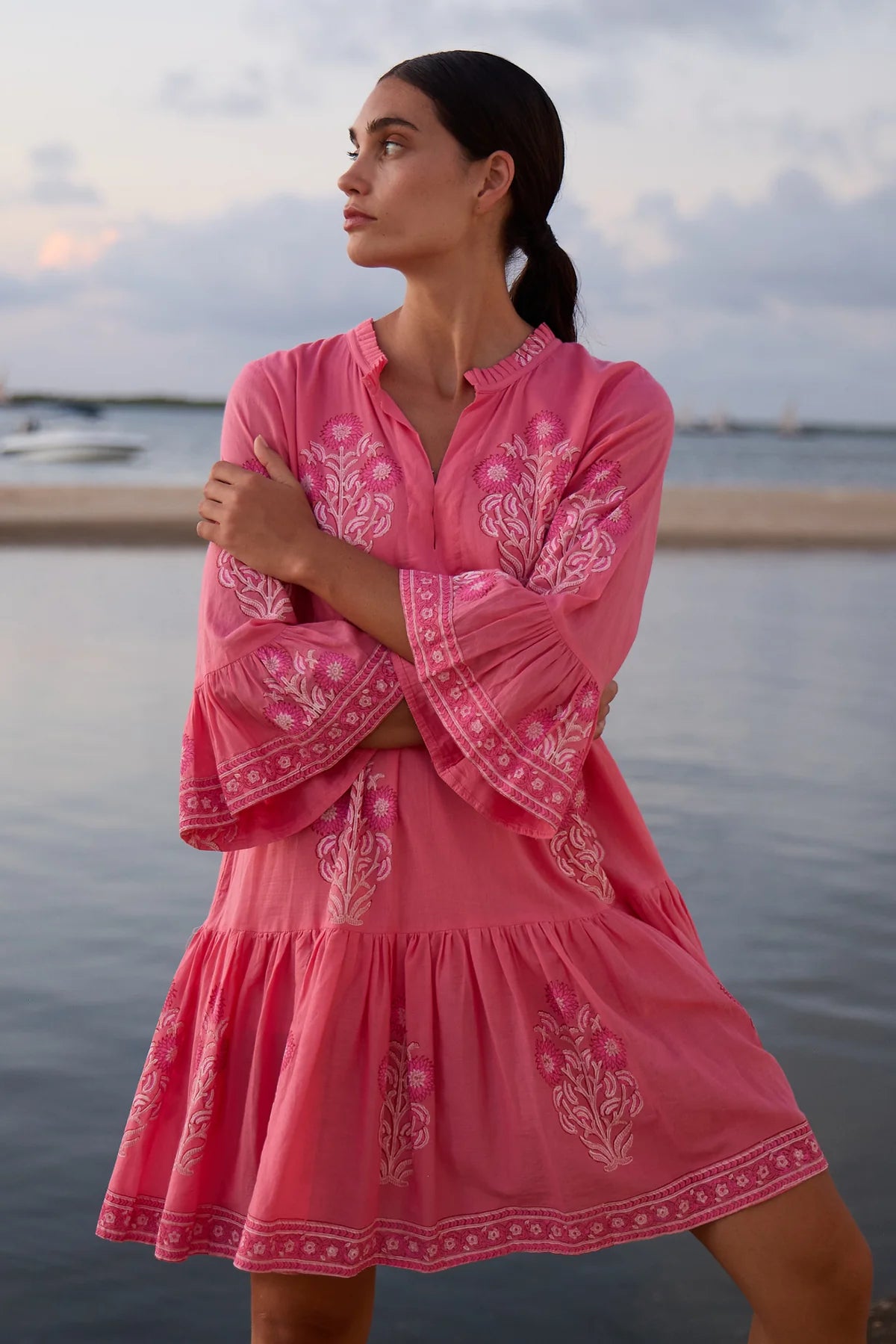 Bell Sleeve Tiered Mini - Raton Pink