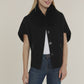 Faux Fur Collar Structured Cardigan - Black