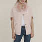 Natural Fur Collar Short Sleeve Cardigan - Blush