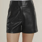 Black High Waisted Faux Leather Shorts