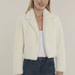 Ivory Plush Faux Fur Notch Collar Jacket