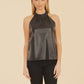 Black Faux Leather Halter