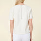 Vegan Leather Perforated Tshirt - Creme