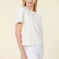 Vegan Leather Perforated Tshirt - Creme