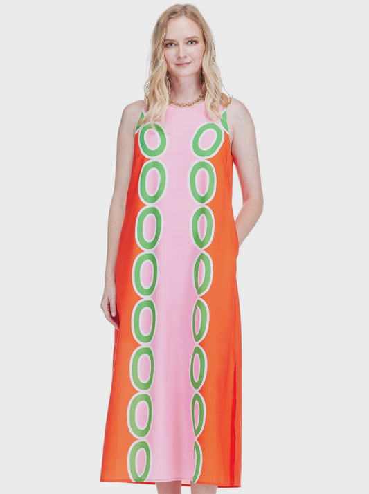 Red Links Column Midi Dress