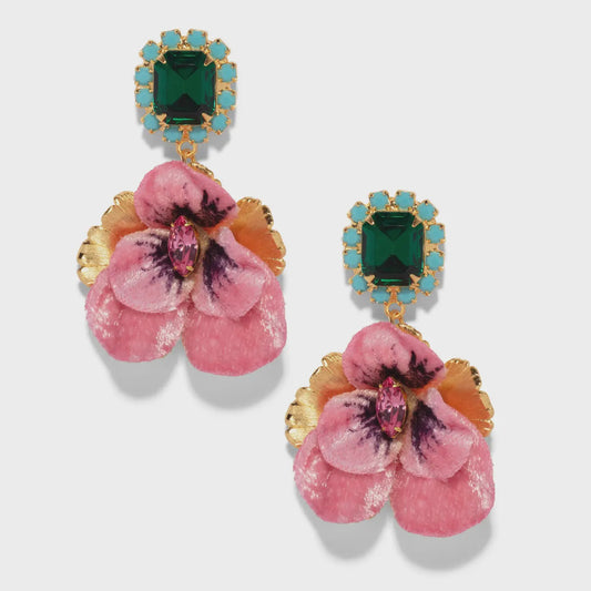 Pansy Emerald Drop Earring- Pansy Pink