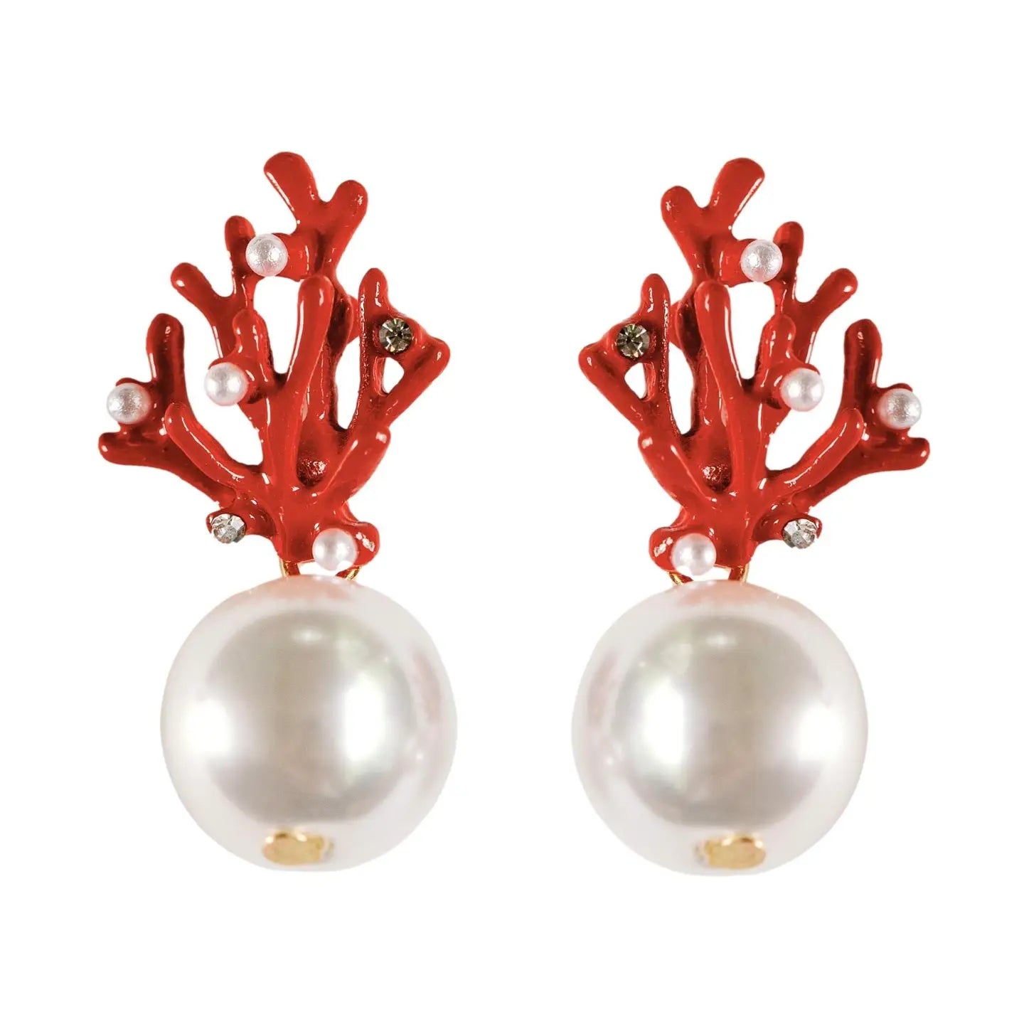 Pearl Coral Statement Earrings