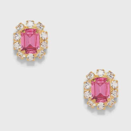 Petite Gemstone Stud Earrings-Pink