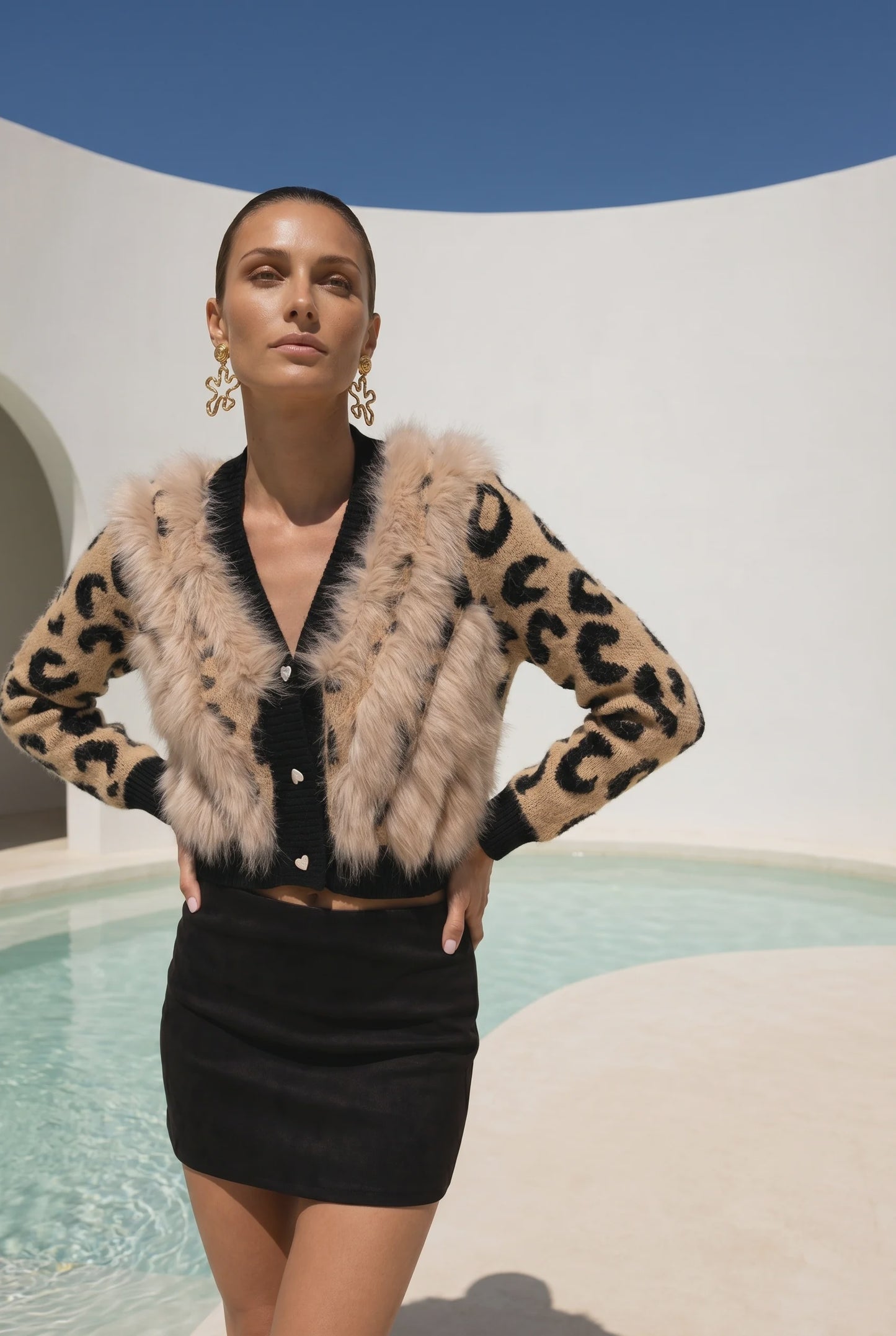 Animal Instincts Fur Cardigan - Leopard