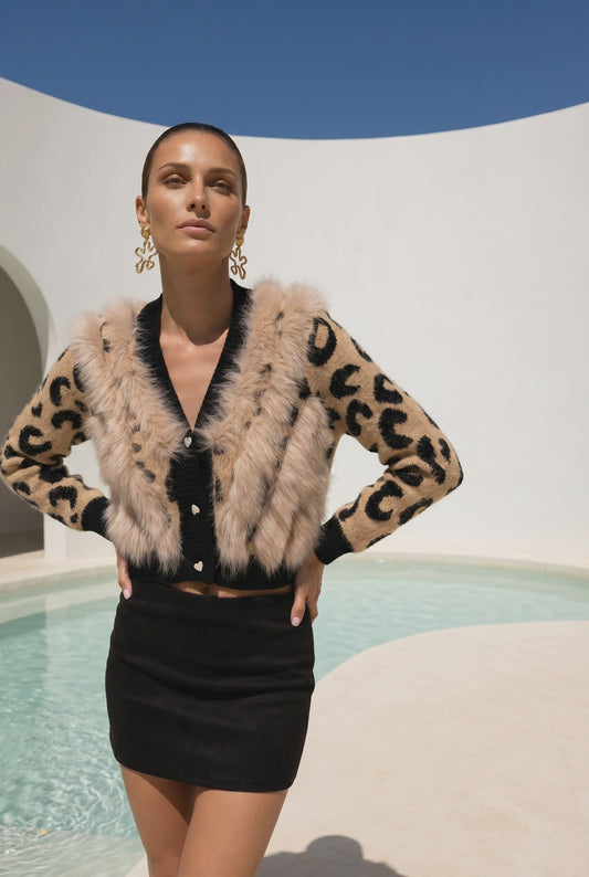 Animal Instincts Fur Cardigan - Leopard