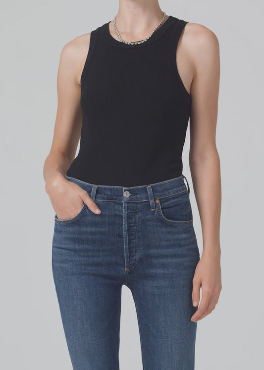 Isabel Rib Tank in Black