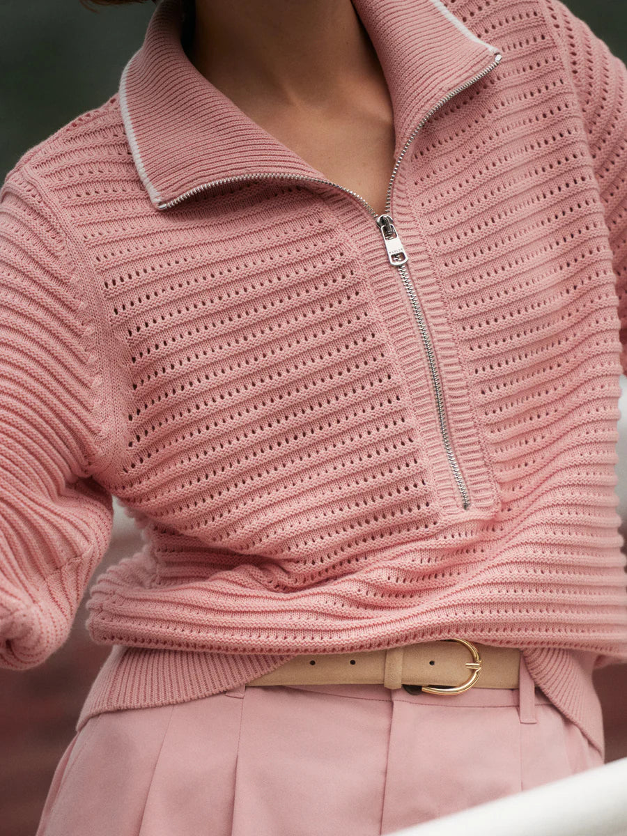 Morwenna Half Zip Knit - Mellow Rose