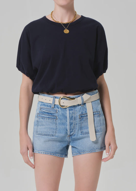 Gia Bubble Tee In Navy