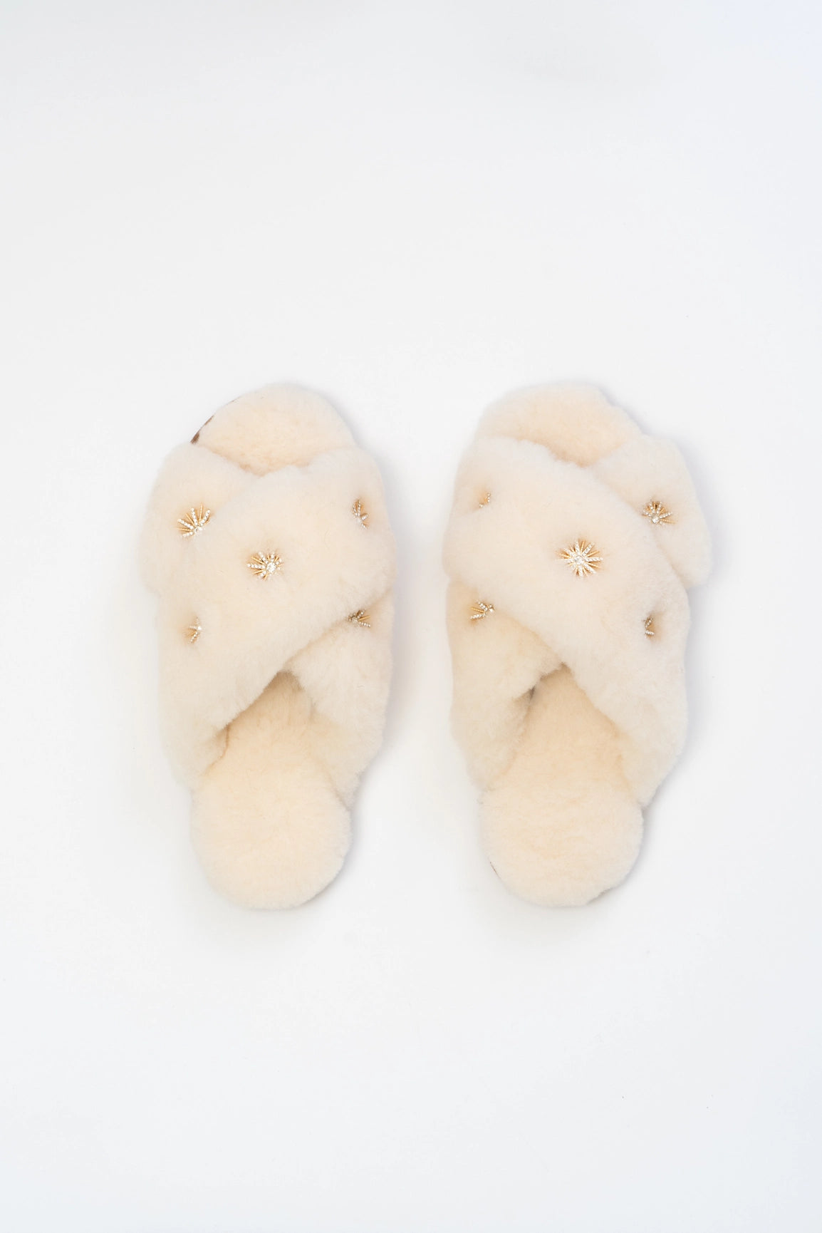 Sheepskin Slippers with Rhinestones