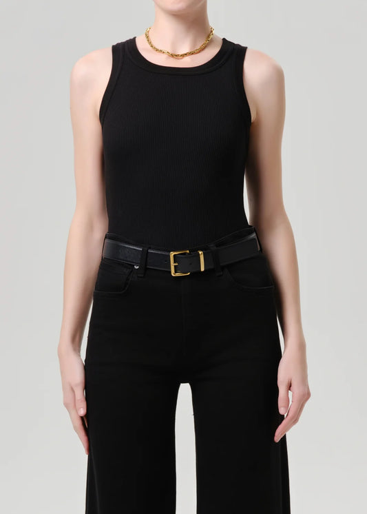 Isabel Rib Tank in Black