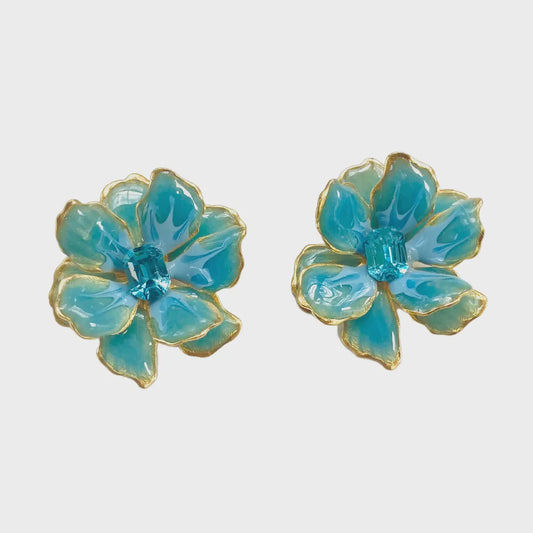 Small Jewel Box Earrings in Ocean