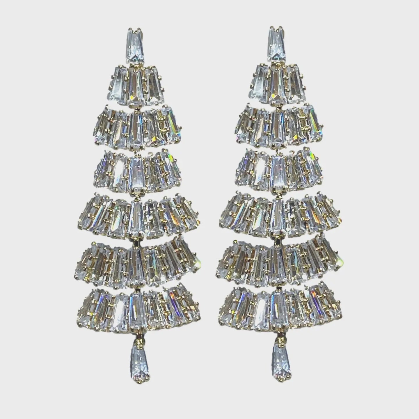 Baguette Crystal Christmas Tree Earrings