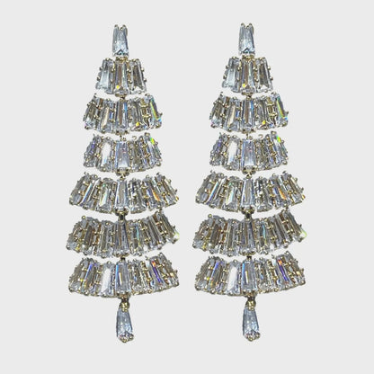 Baguette Crystal Christmas Tree Earrings