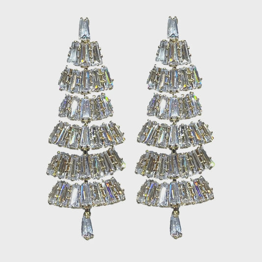 Baguette Crystal Christmas Tree Earrings