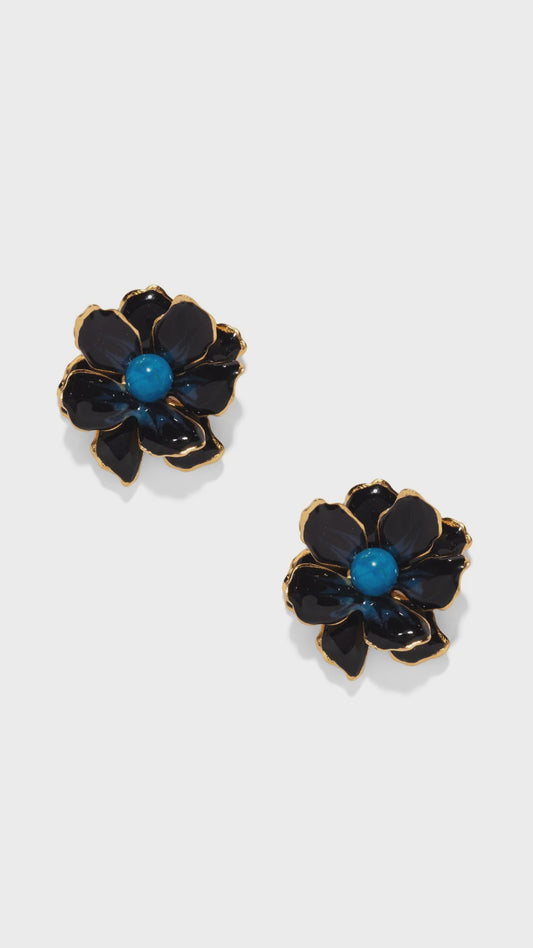 Small Jewel Box Earrings in Onyx