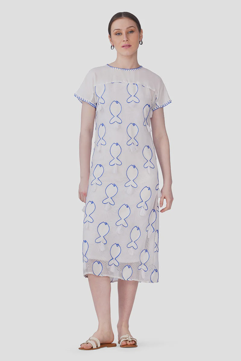 Net To Needle Fish Tassel Dress